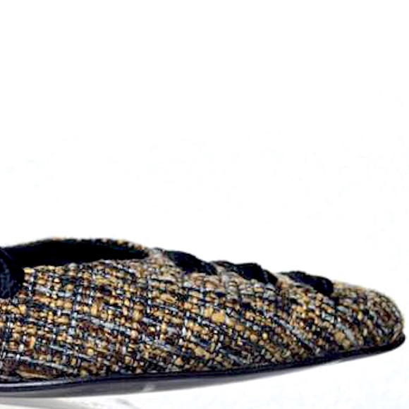 🆕🏷️ Camel/Black New Tweed St. Clair Wrap Ballet Flats Made in Spain - Picture 12 of 12